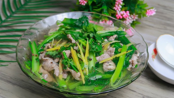 Canh cải xanh nấu gừng