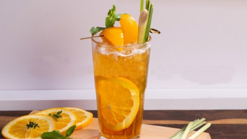 Trà đào chanh sả lạnh