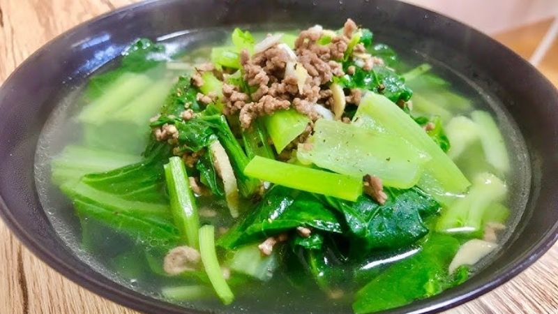 Canh cải thìa nấu thịt