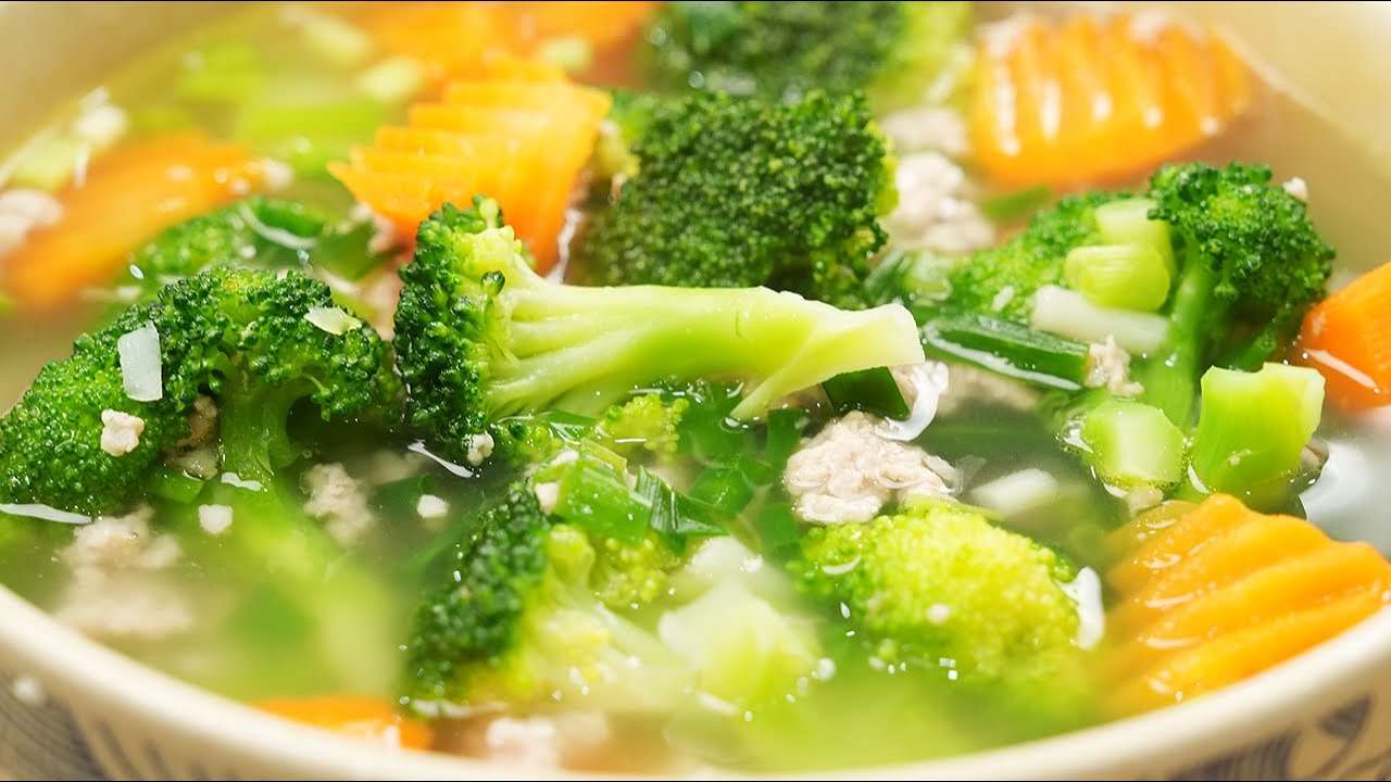 Canh súp lơ nấu thịt băm