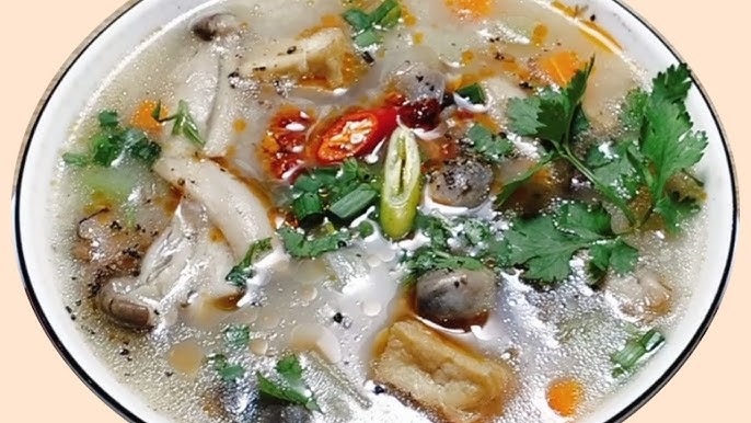 Cháo nấm đậu hũ