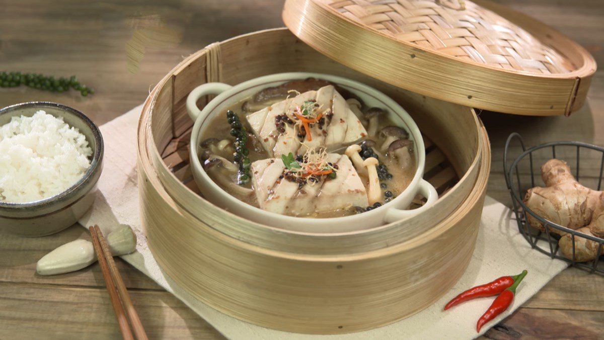 Đậu hũ hấp nấm