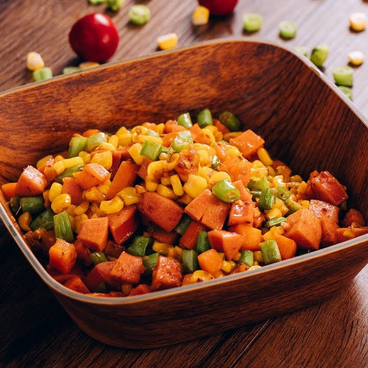 Rau củ hấp thập cẩm cắt hạt lựu