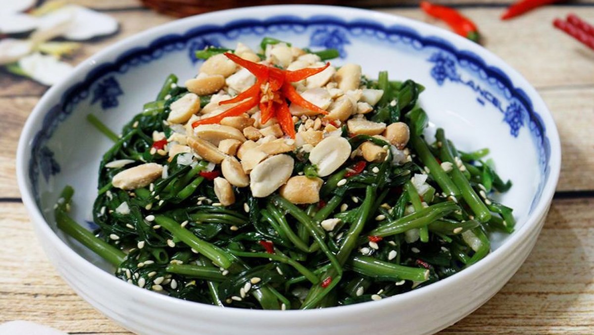 Rau muống xào đậu phộng