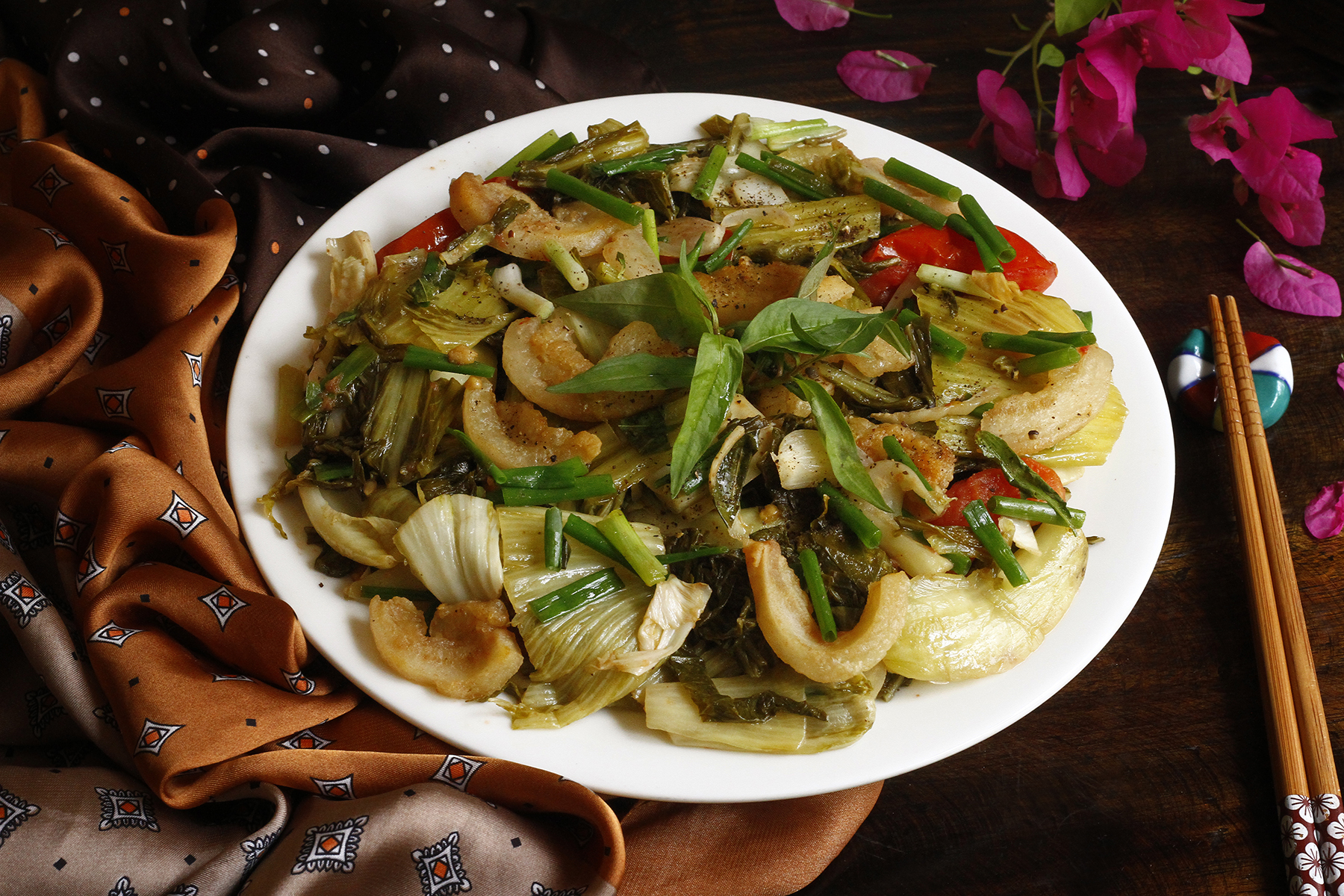 Tóp mỡ xào dưa leo