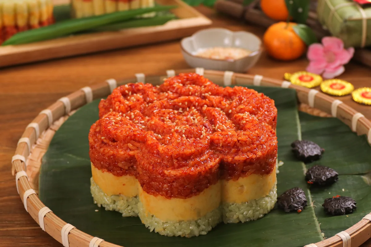 Xôi gấc đậu xanh